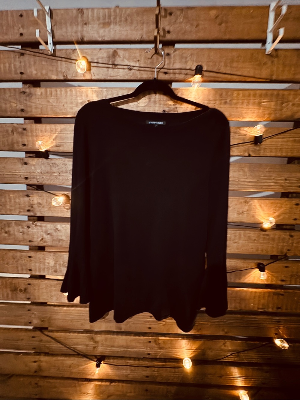 41 Hawthorn Black Bell Sleeve Pleated Hem Sweater Medium